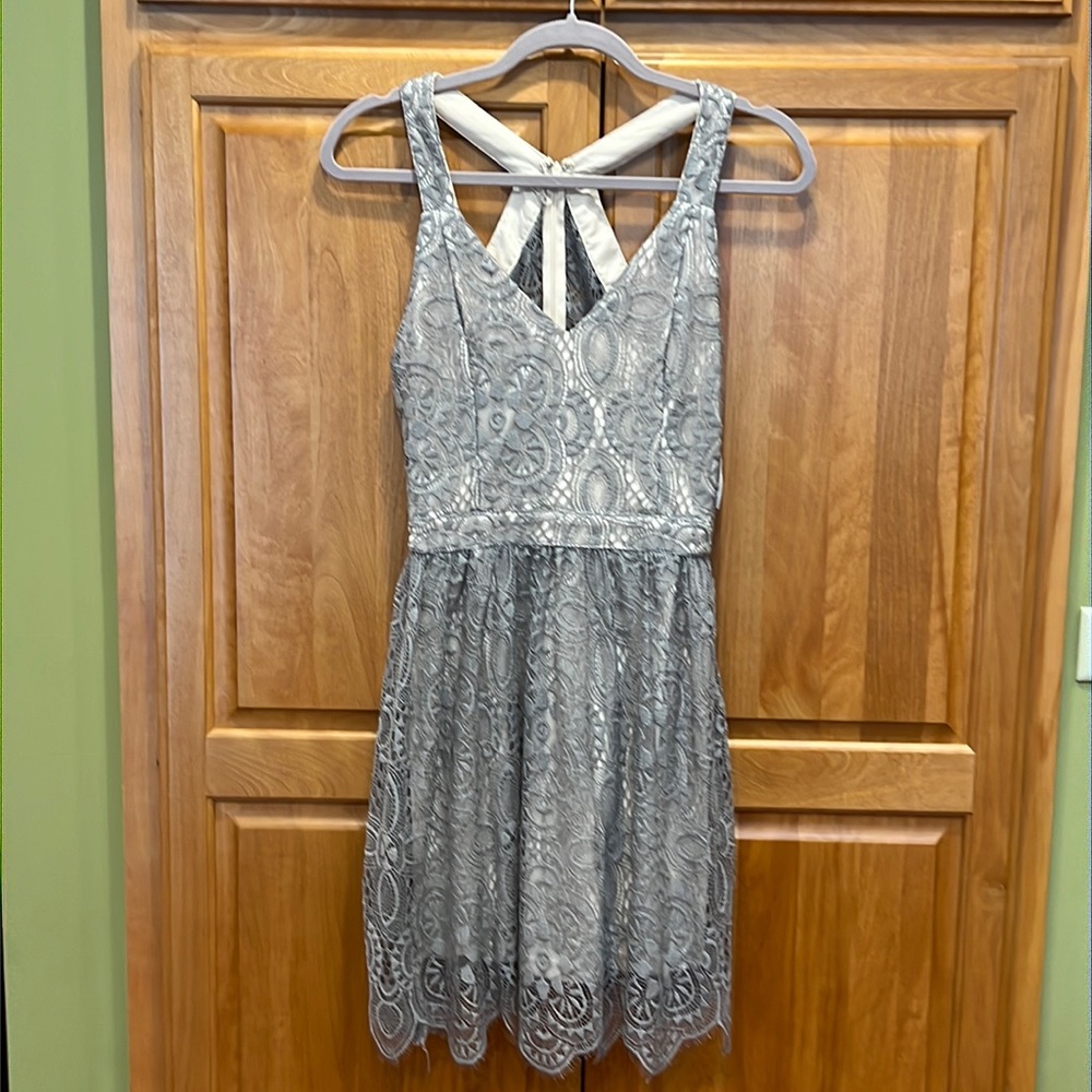 Purple/gray and cream lace dress in size small.